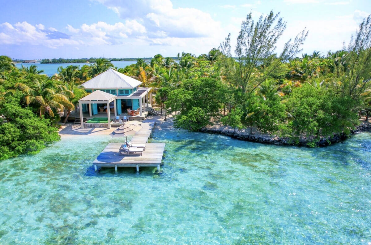 Each villa on the island has its own boat dock