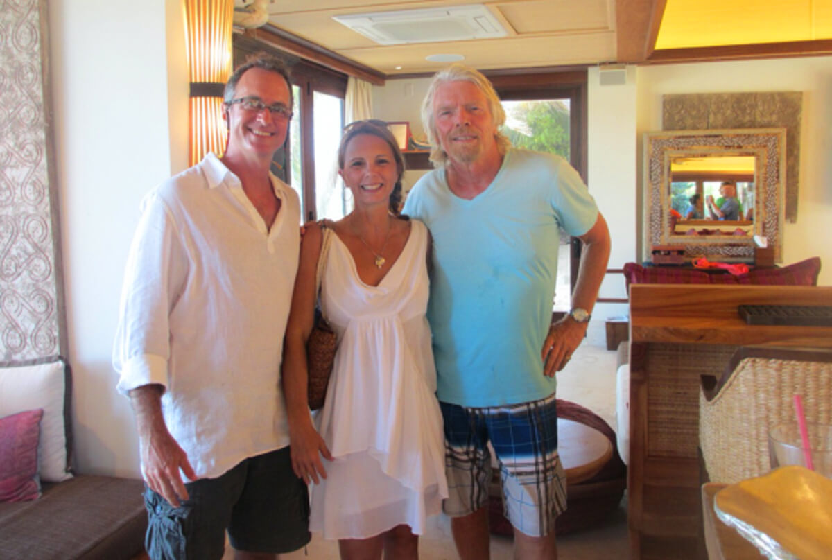 Thom and Shawna with Sir Richard Branson at Necker Island