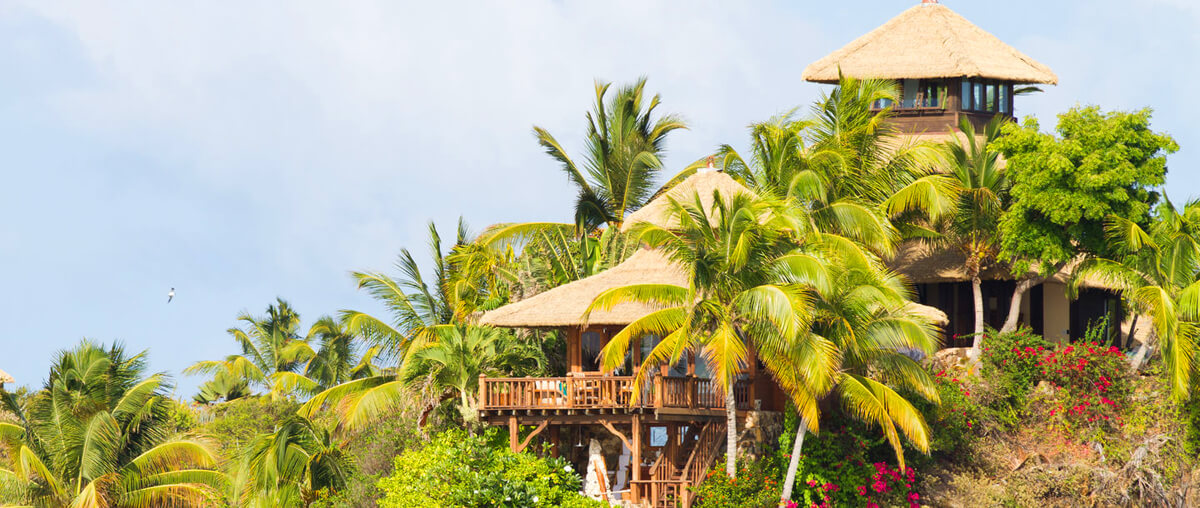 Balinese style villas on Necker Island