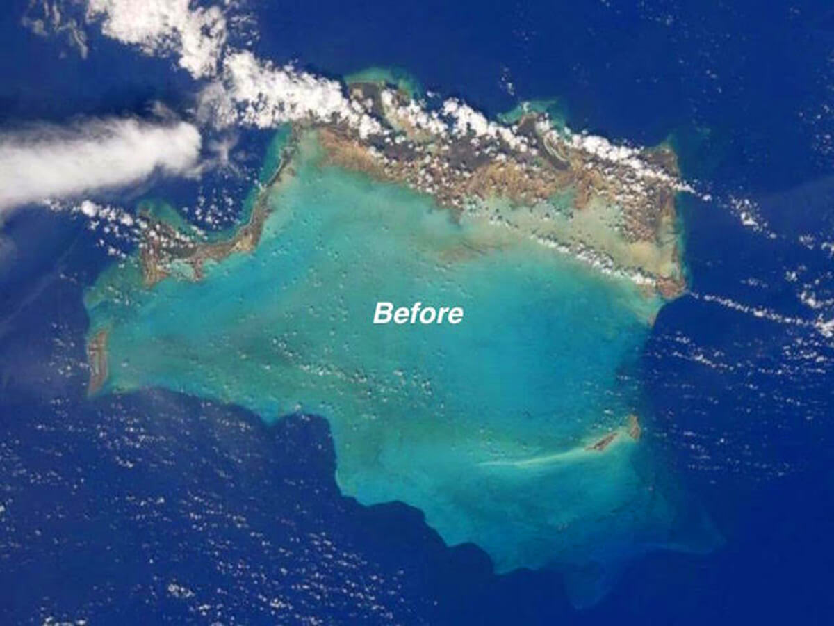 A satellite image of Turks and Caicos before Hurricane Irma