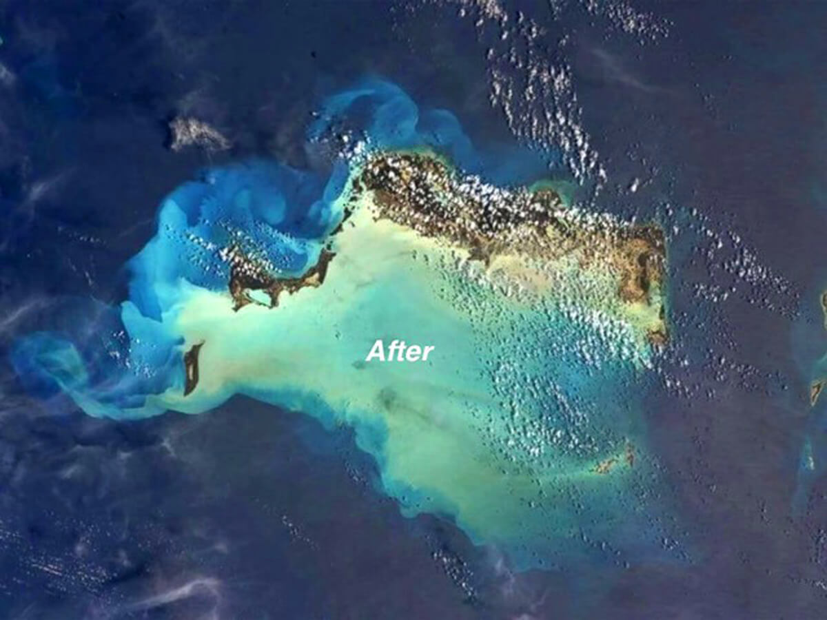 A satellite image of Turks and Caicos after Hurricane Irma