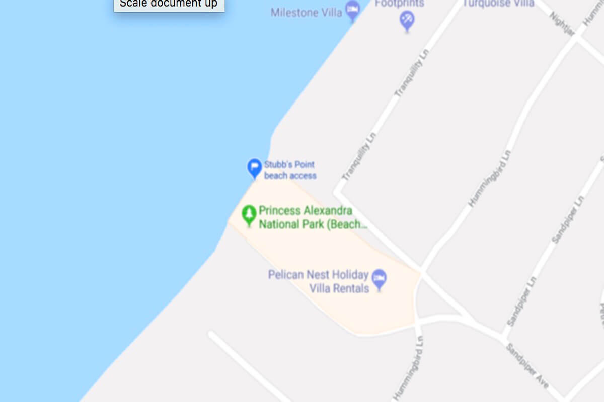 Stubb’s Point (Pelican Beach) Access Point to Leeward Beach
