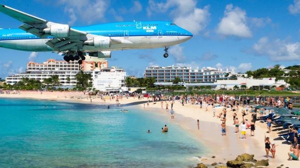 Watch planes overhead, enjoy snorkeling, swimming, watersports, and more on Maho Beach.