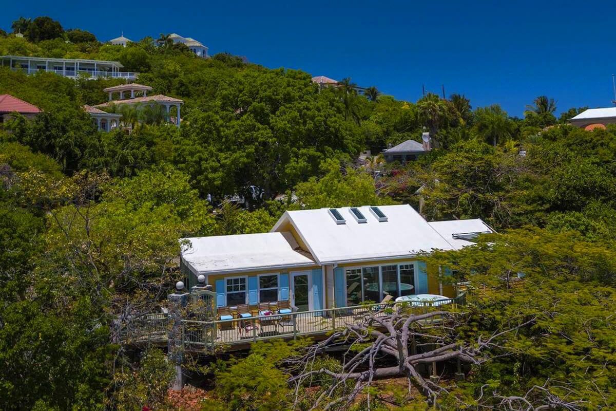 Aerial shot of the cottage