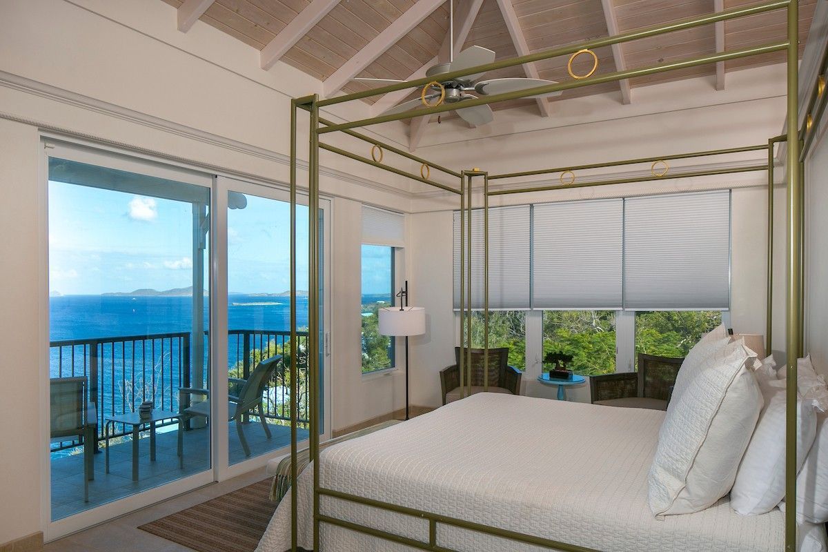 Double bedroom with comfortable bed in a holiday villa