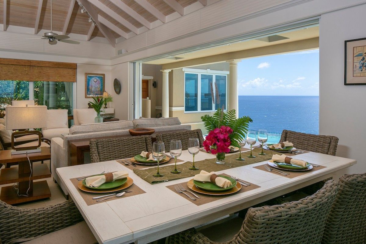 Villa dining area with comfortable seating for guests