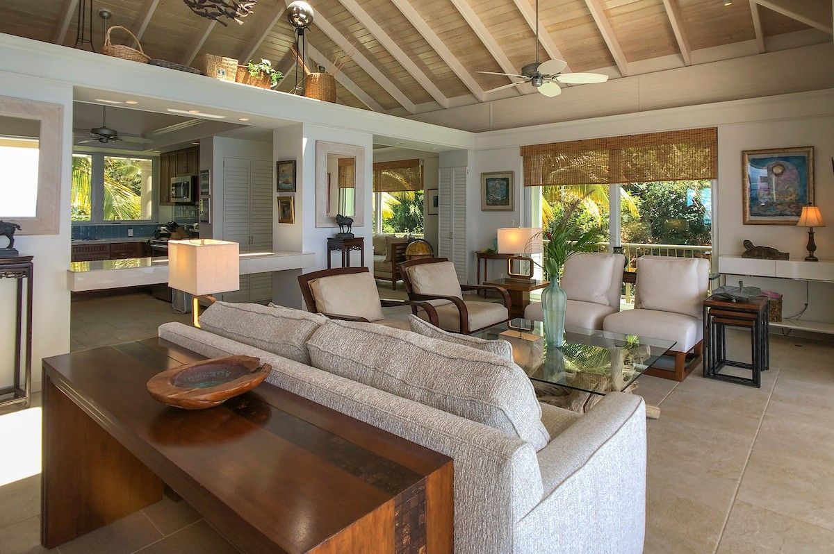 Open-plan living area inside a modern holiday villa
