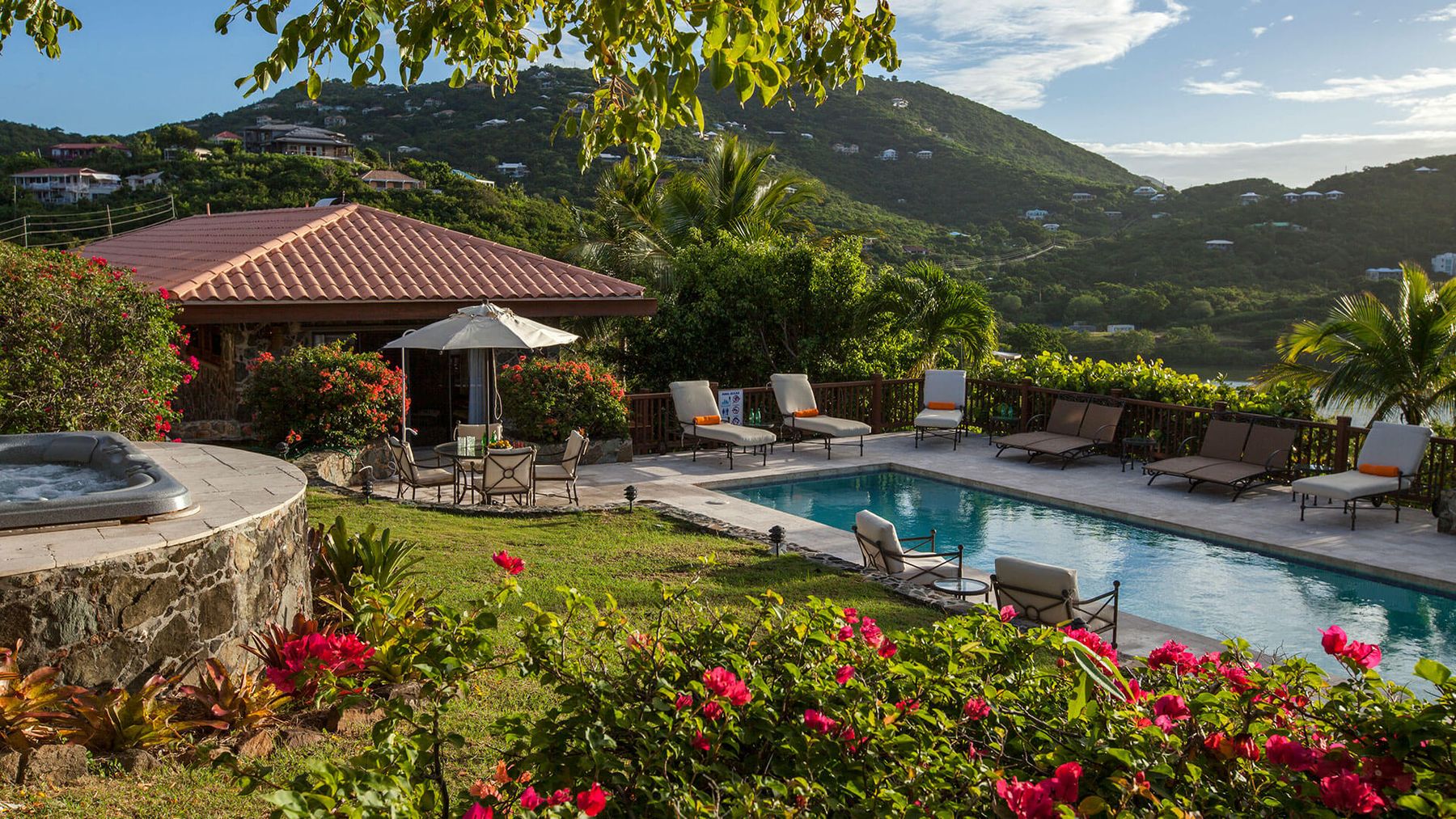 The tropical gardens by the pool