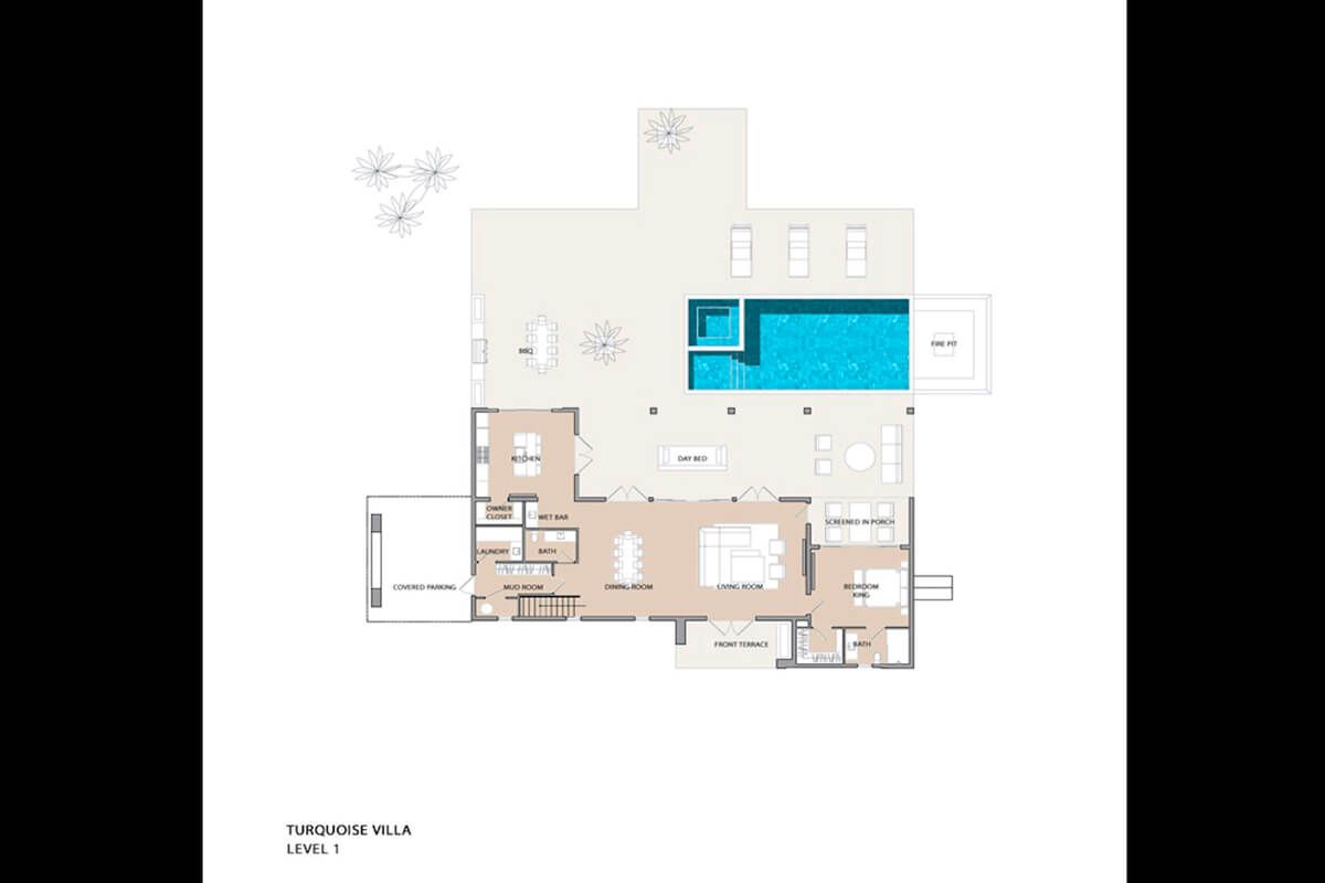 Villa floor plan level one