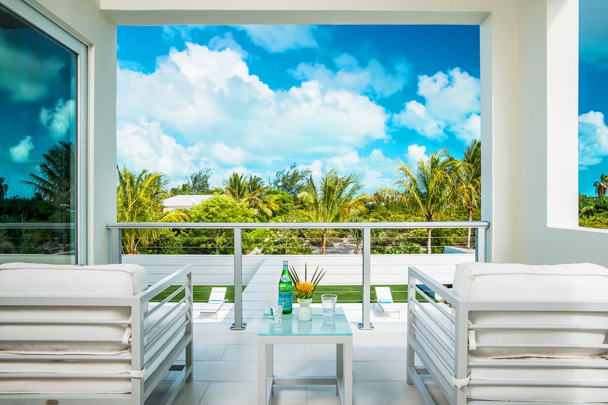 Balcony overlooking the lawn