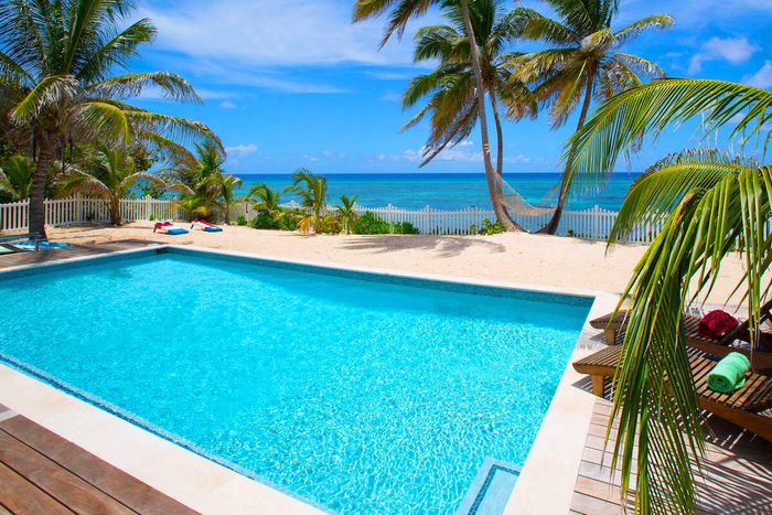 The private pool at Babylon Reef has a man made -beach- surrounding it 