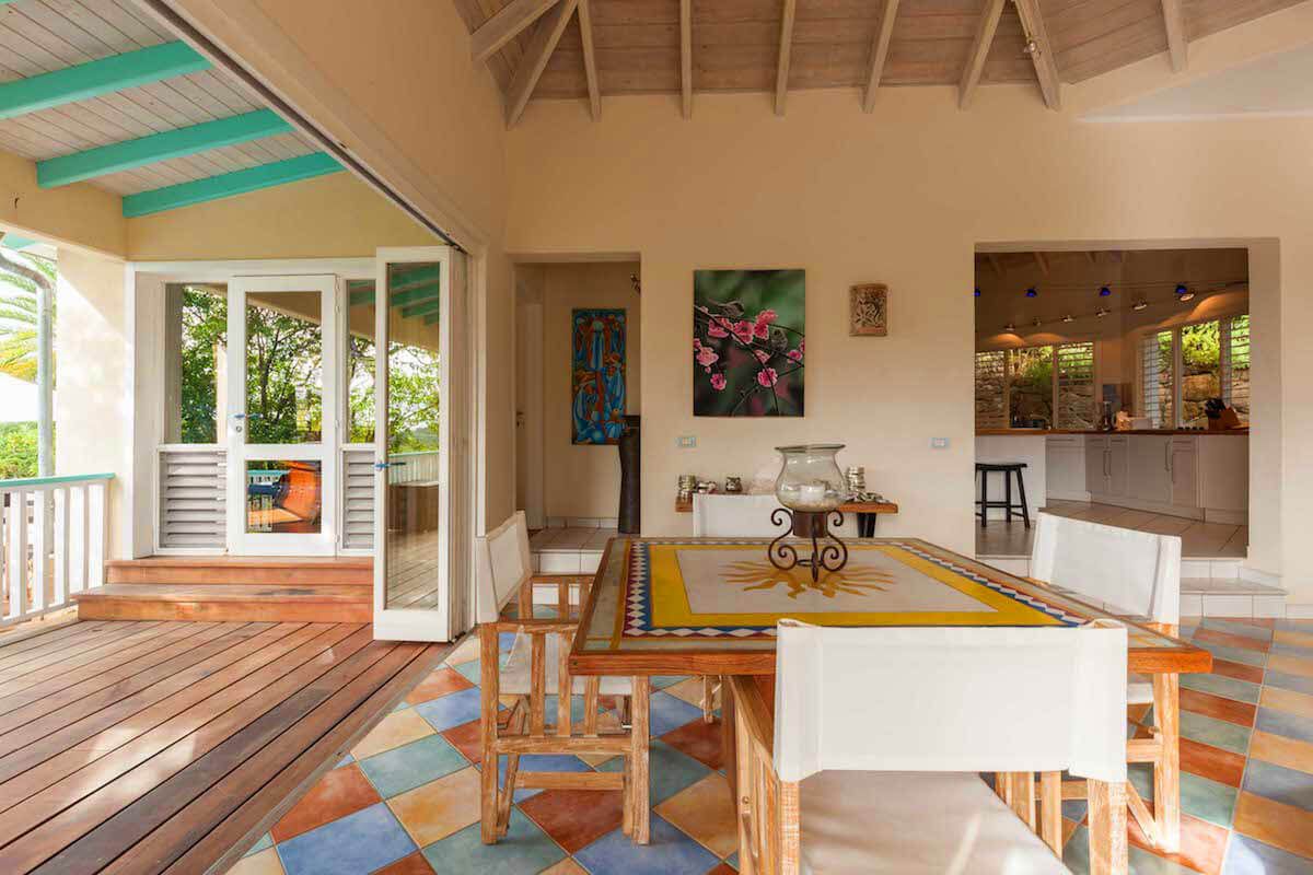 The dining table will comfortably seat four