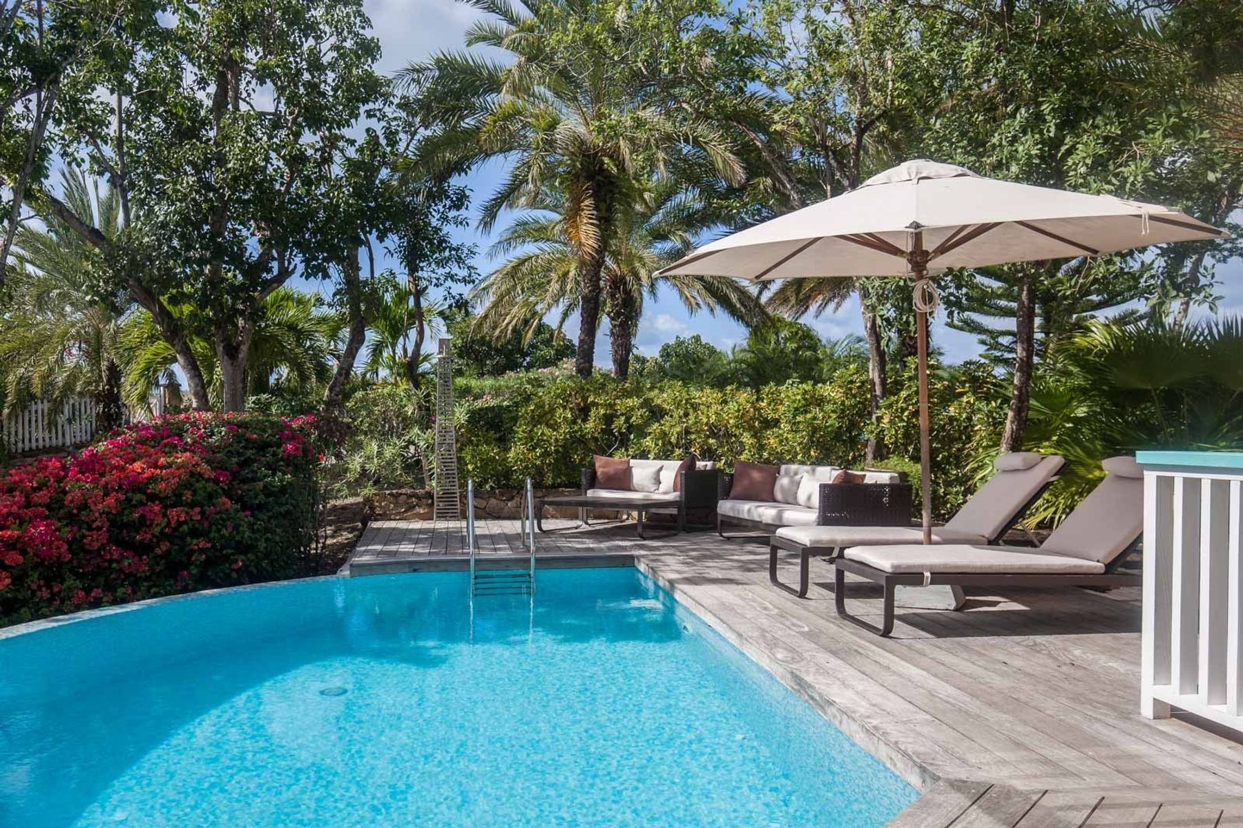 Pool deck with loungers