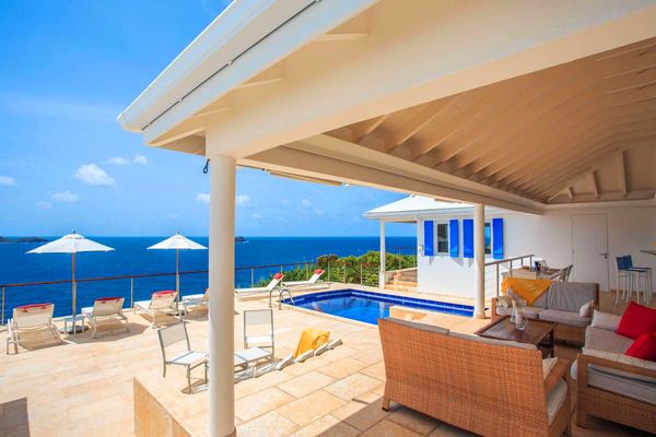 La Corniche has a beautiful pool deck area with spectacular views of the Caribbean