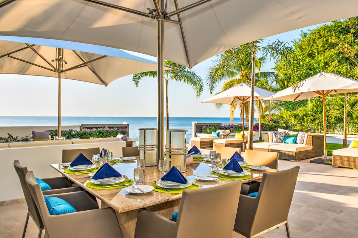 An outdoor dining option that seats eight