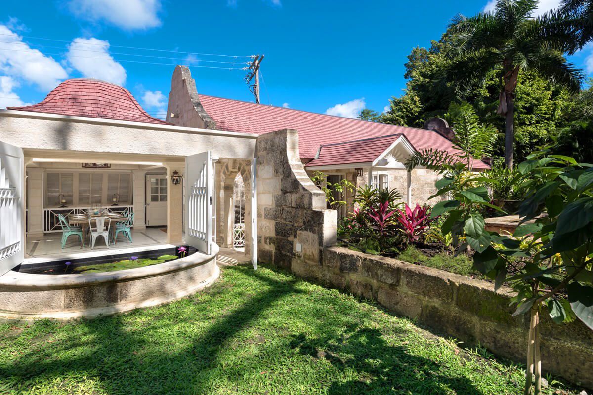 The cottage and back lawn