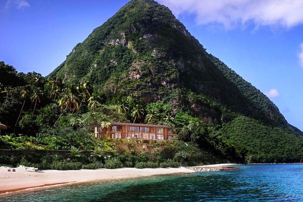The Beachfront Luxury Collection is located on the white sands of Sugar Beach in St. Lucia