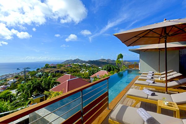 Edunia Villa is located on a tropical hillside above Gustavia
