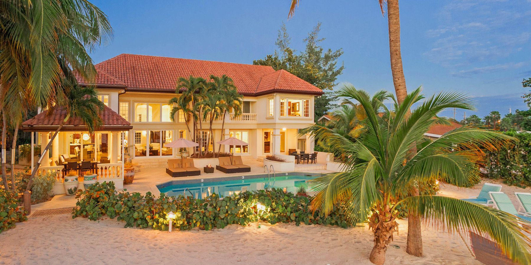 Rear facade of the villa from the beach