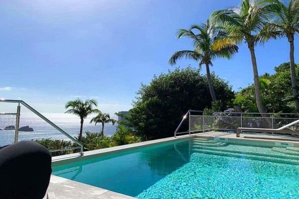 Wish Villa is located on a hillside in Colombier overlooking the Caribbean