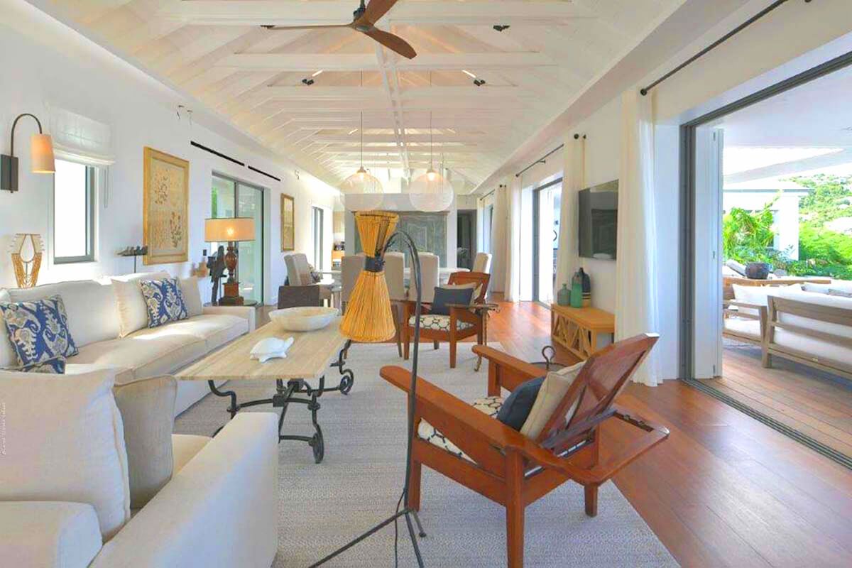 Sliding glass door opens to the patio