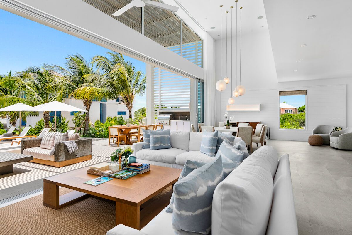 Living area opens to the outdoor patio space