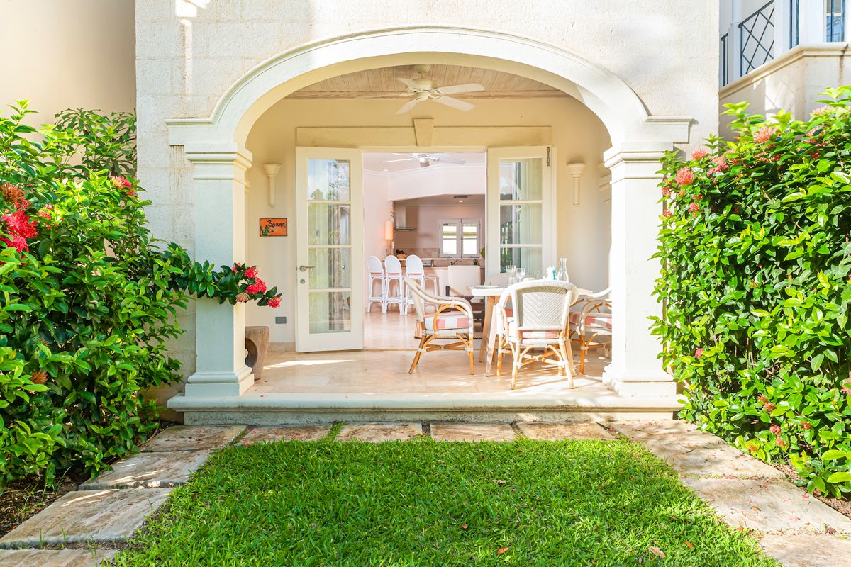 Outdoor dining table on the patio