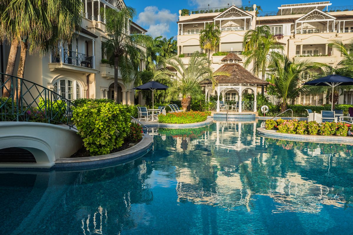 The complex pool area