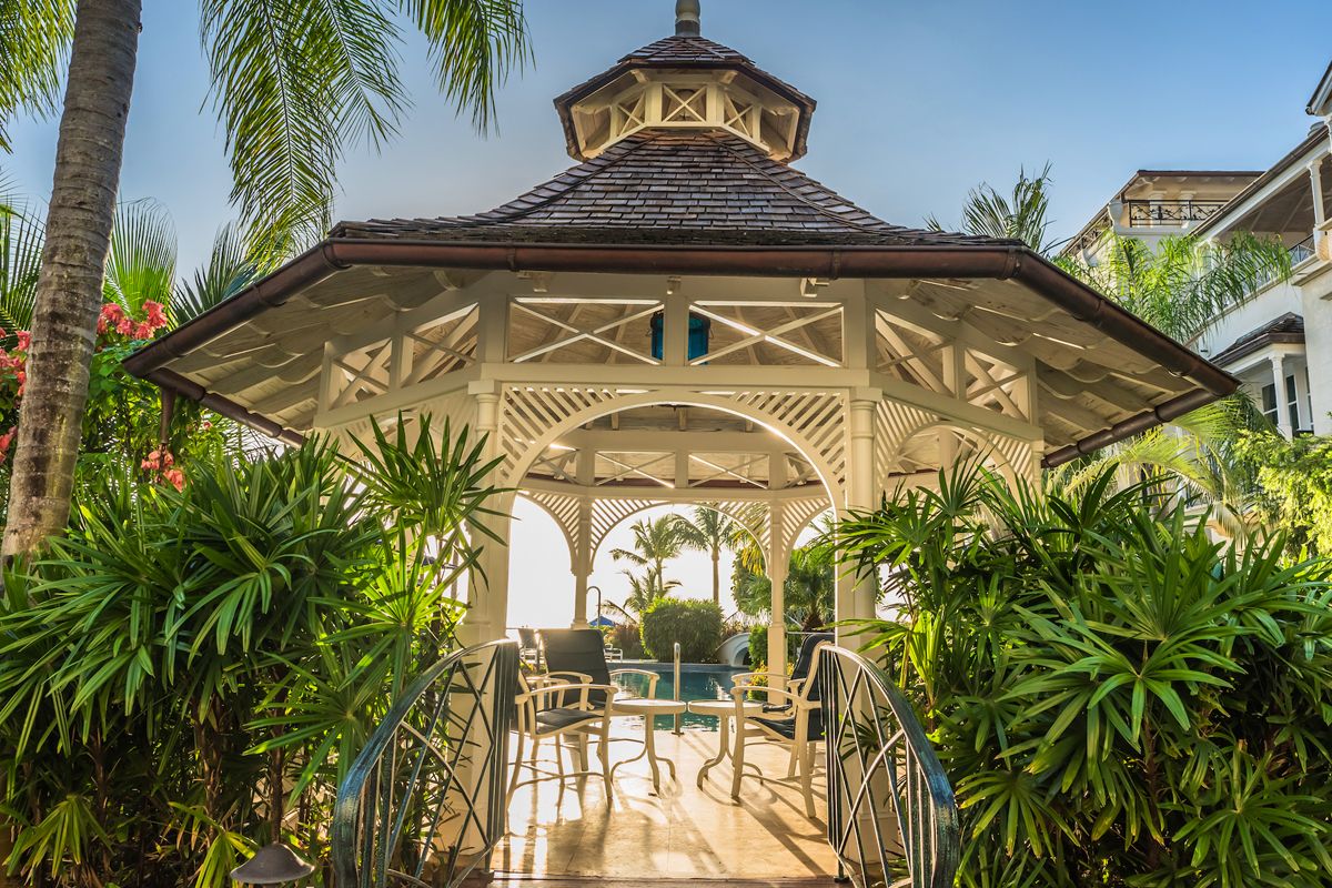 The gazebo at the complex pool area