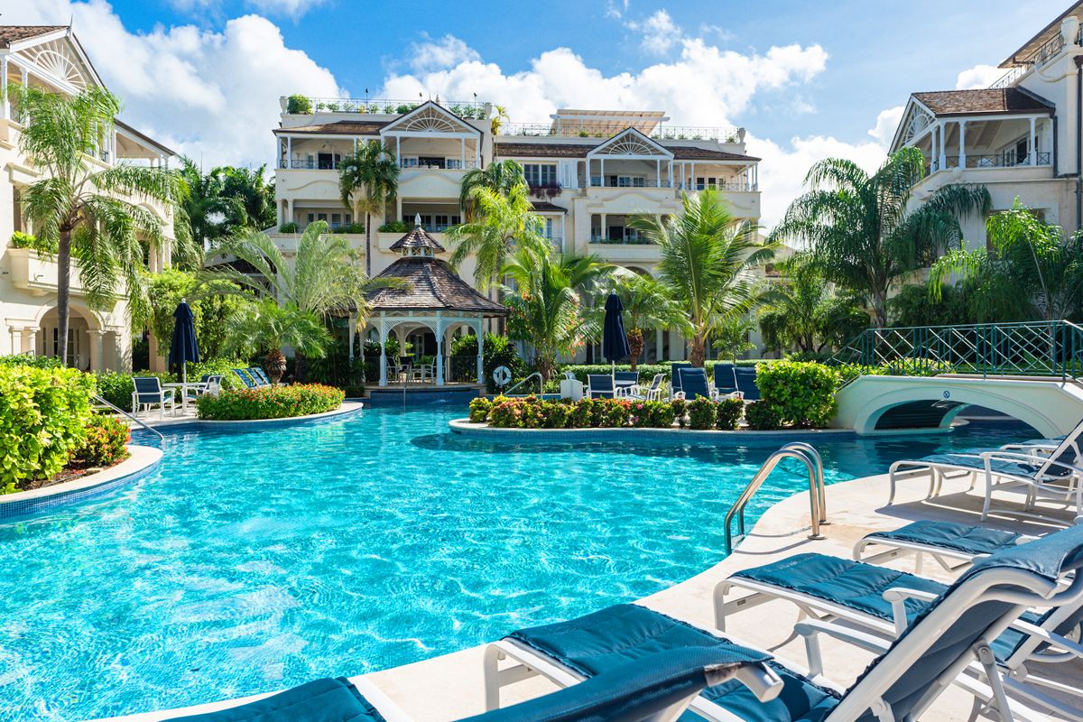 The complex pool area