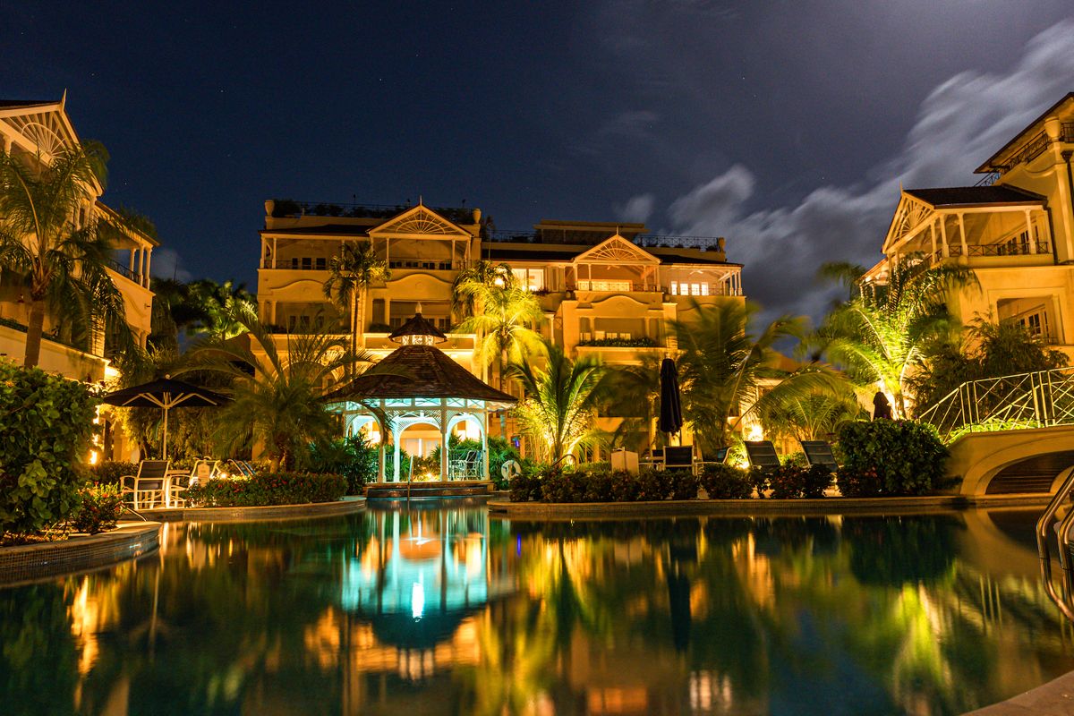The complex pool area