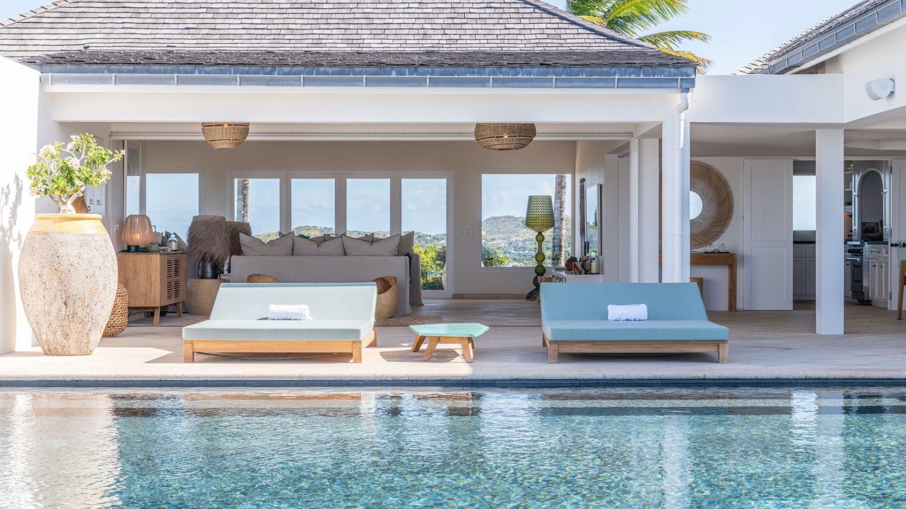 Day beds by the pool