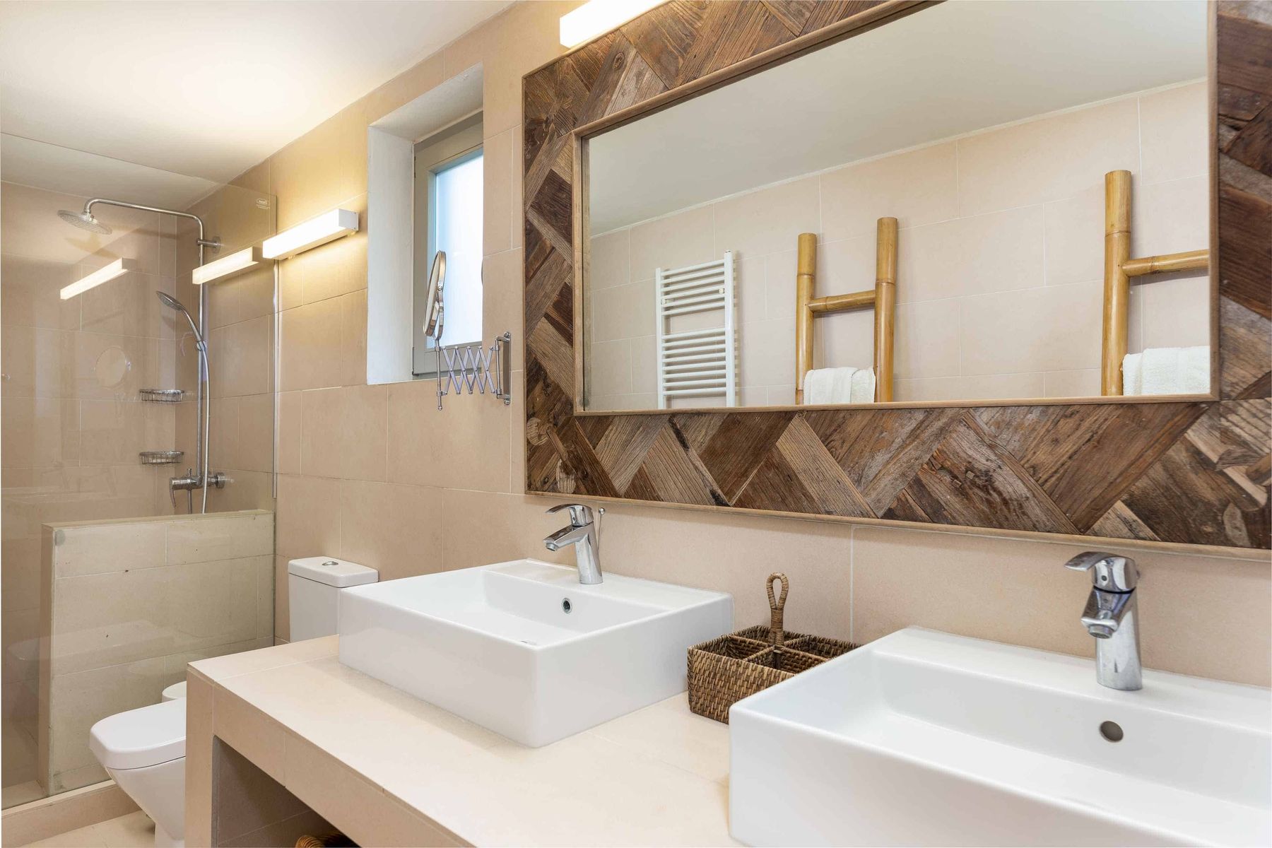 Modern shower room with double basins