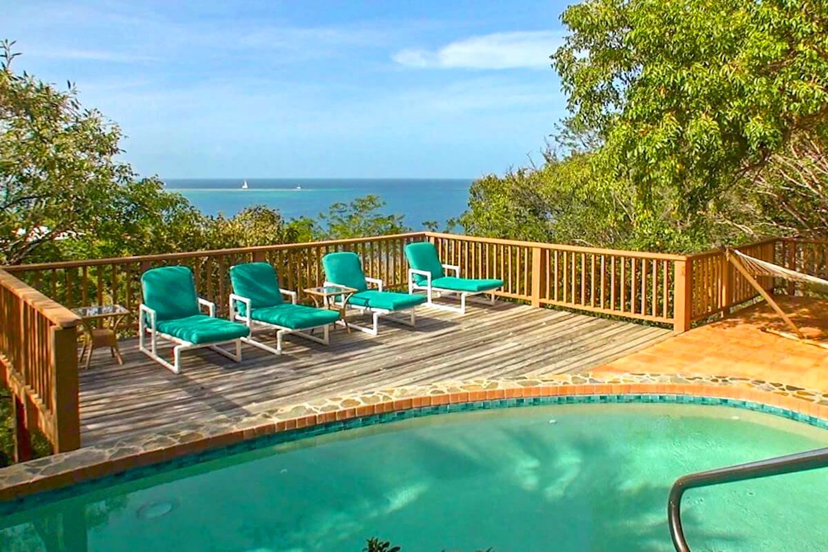 Private swimming pool and sun deck