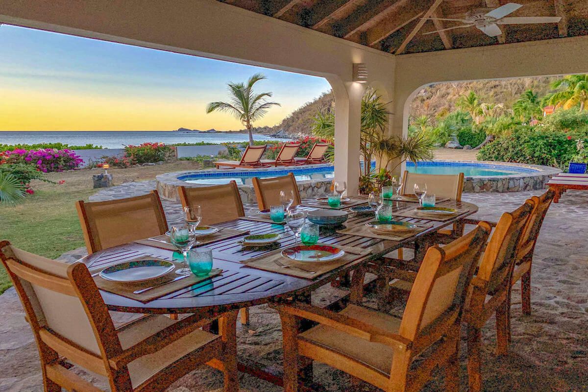 Outdoor dining seats eight