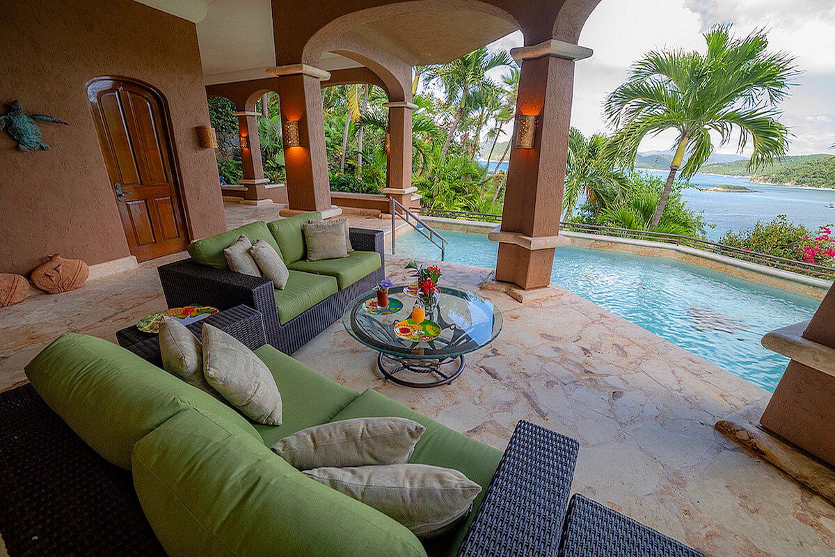 Covered patio by the pool