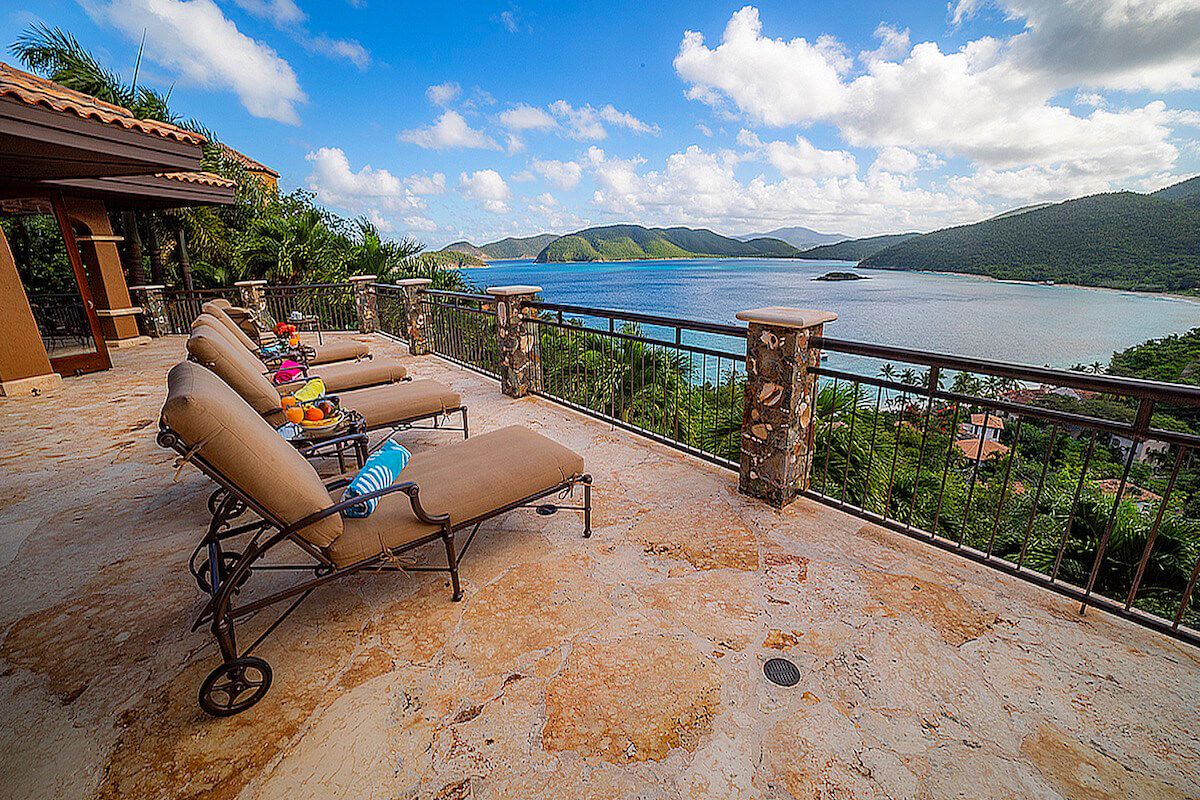Loungers with views of Peter Bay