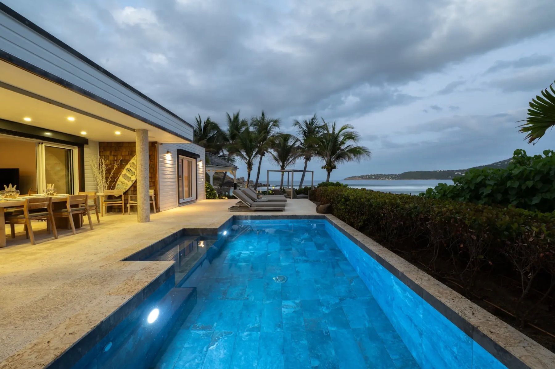 Evening views of the swimming pool