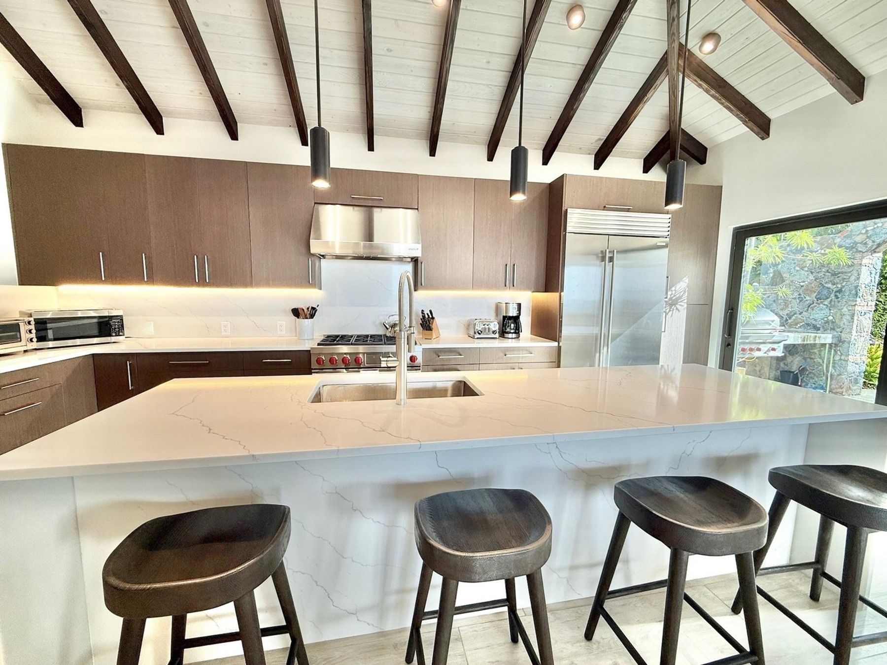 Breakfast bar seating by the kitchen
