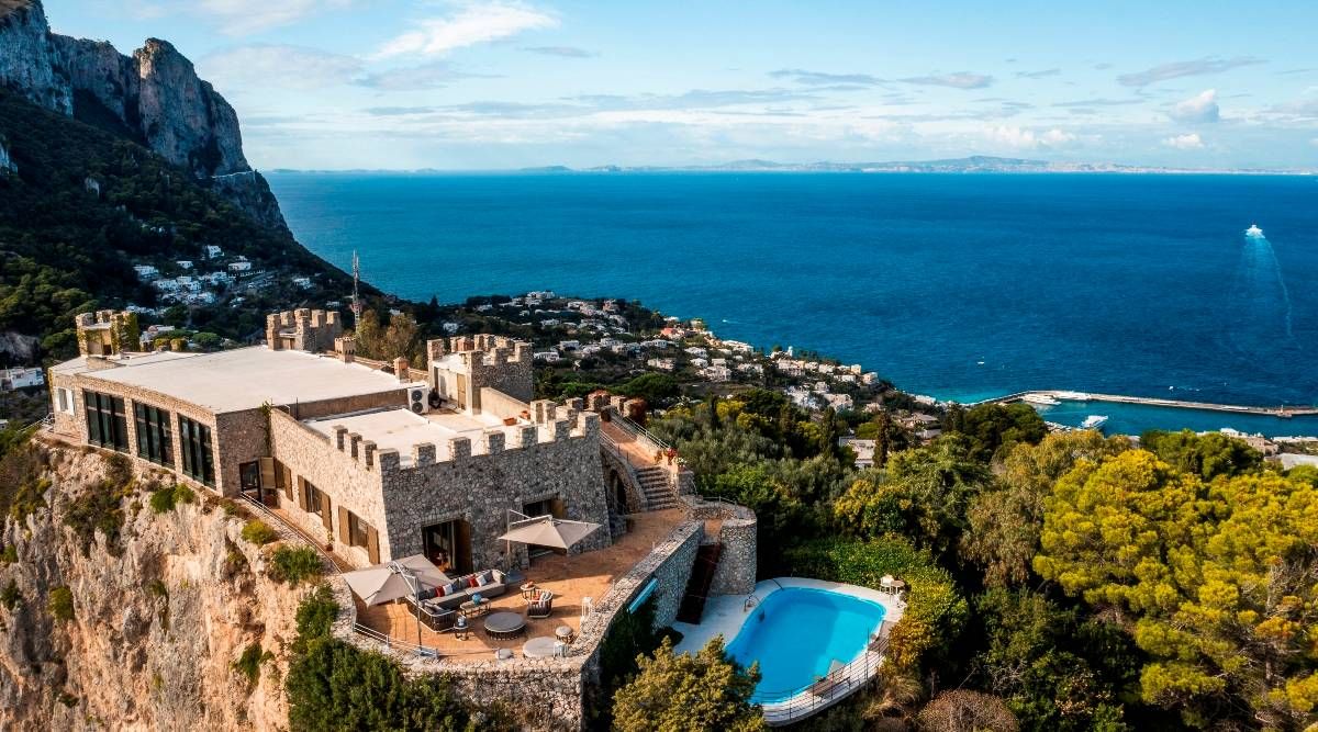 Aerial view of The Rock Villa in Capri