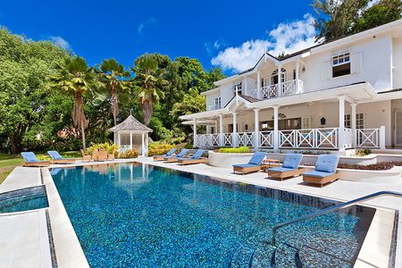 Luxurious pool and backyard at Moon Dance Villa