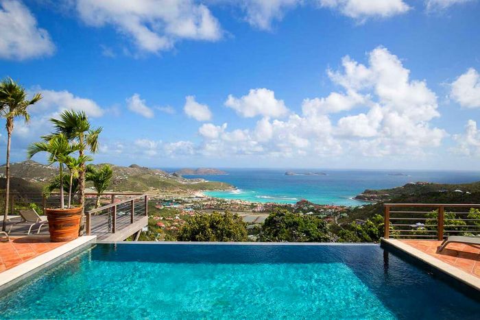 Pasha Villa is located on a hillside overlooking the stunning St. Jean Bay