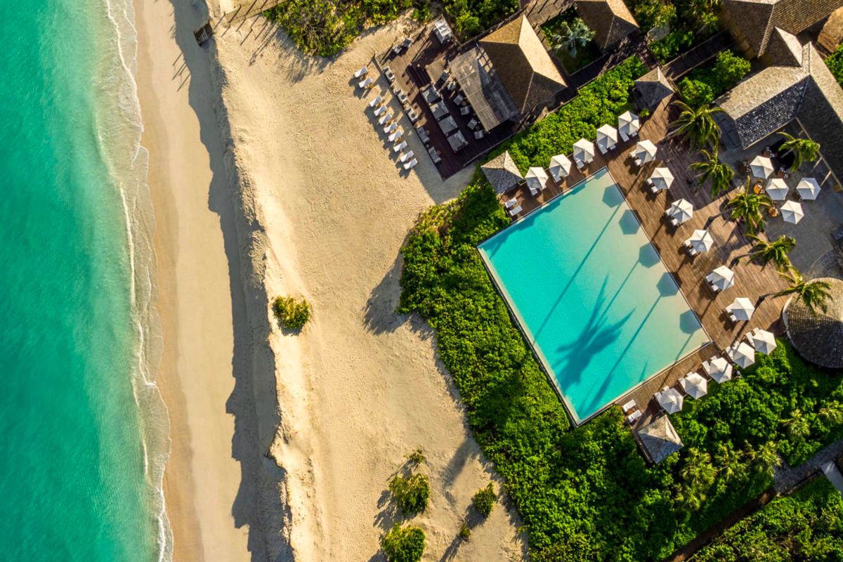 Aerial view of the Parrot Cay Resort Beach