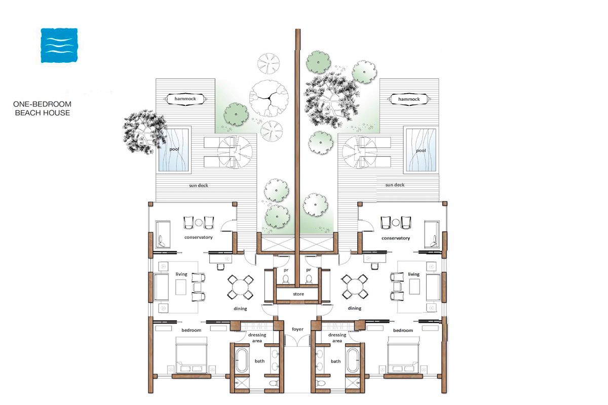 Floor Plan of the One Bedroom Beach House