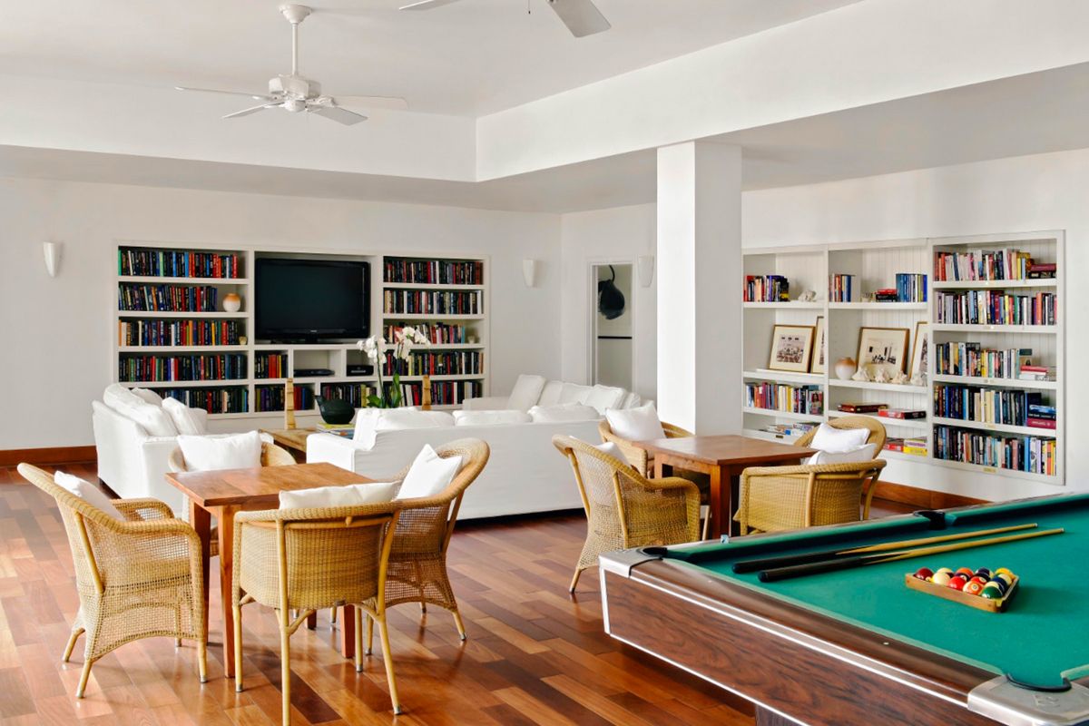 The library at the Parrot Cay Resort facility