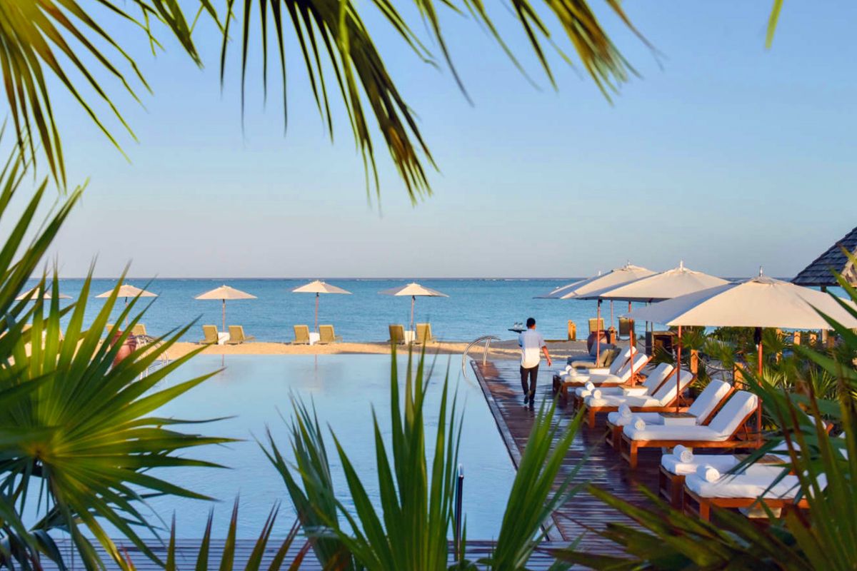 The adult pool at the Parrot Cay Resort facility