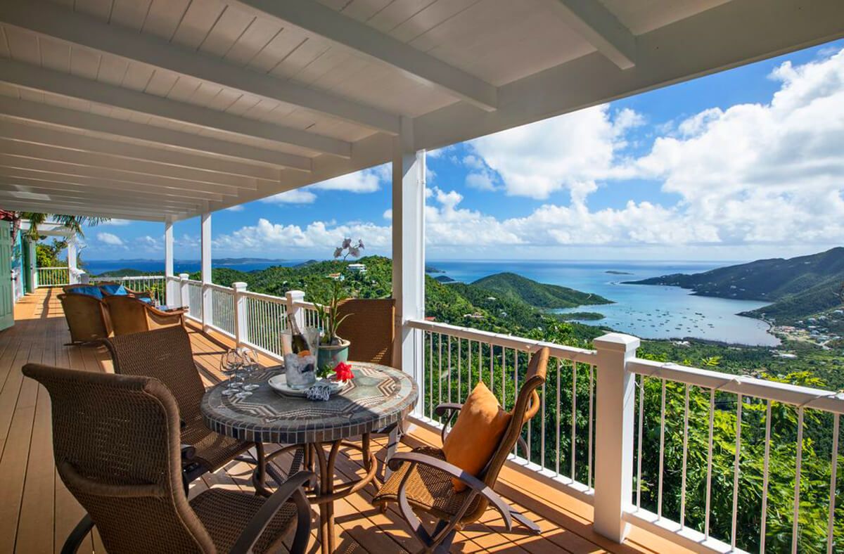 Dining on the balcony with beautiful views of Coral Bay