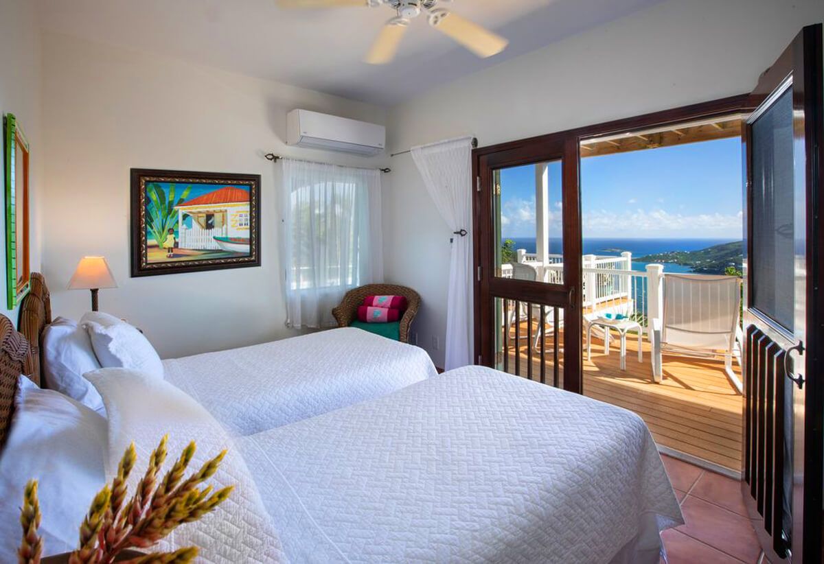 Lower level bedroom with twin beds or a king