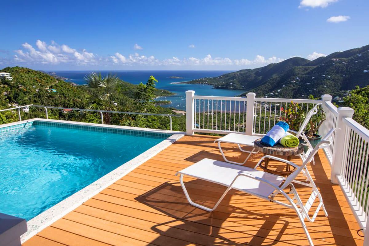 Great Turtle Villa is nestled on a tropical hillside above Coral Bay