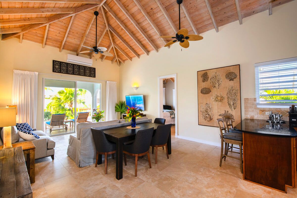 Sliding glass door opens to the patio